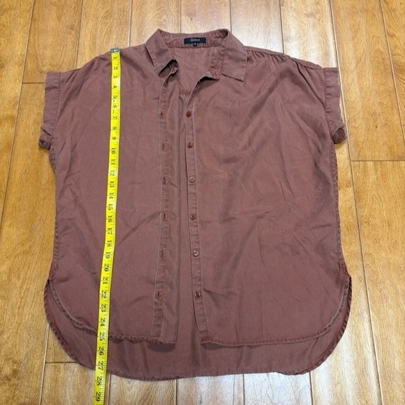 Quince Vintage Wash Tencel Camp Shirt Terracotta Size M Preppy Minimalist Boxy - Picture 3 of 7